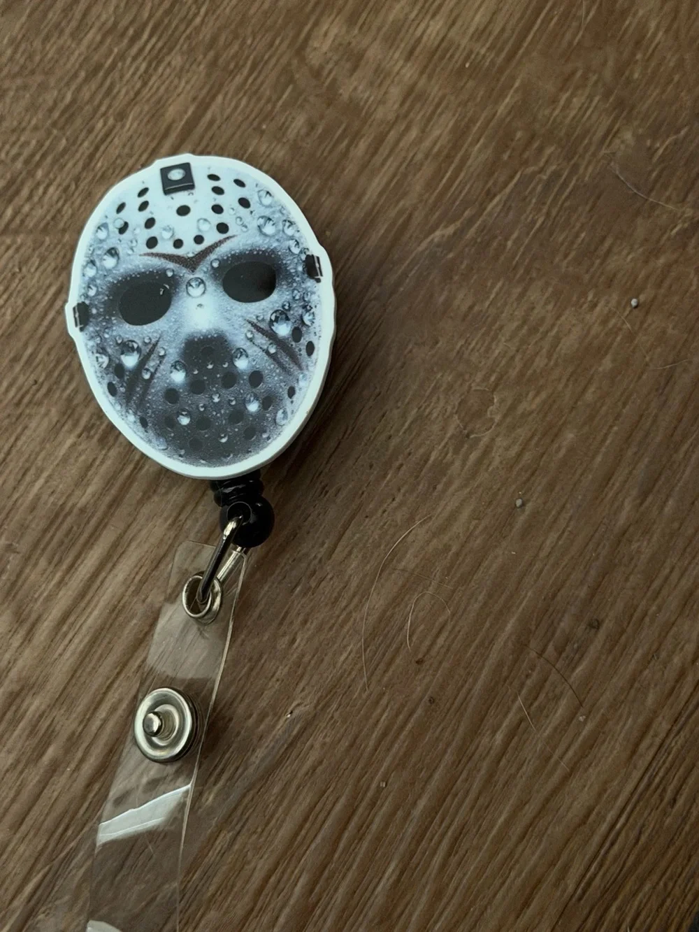 Hockey Mask Badge Reel - White and Black